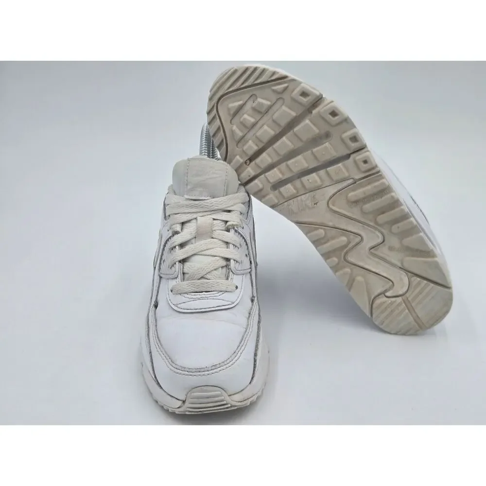 Nike Air Max 90 LTR GS Triple White Girls Sneakers Size 3Y CD6864-100